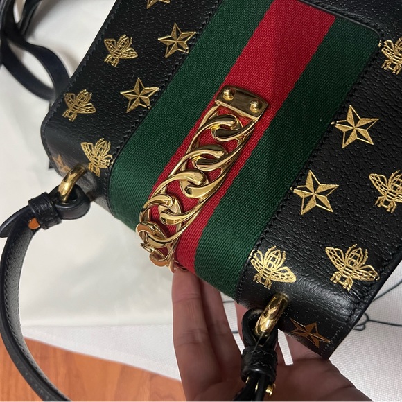 Gucci Bags, Gucci Sylvie Bee Star Bag, black - Picture 4 of 10